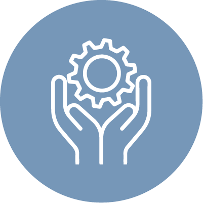 Icon of hands holding a gear