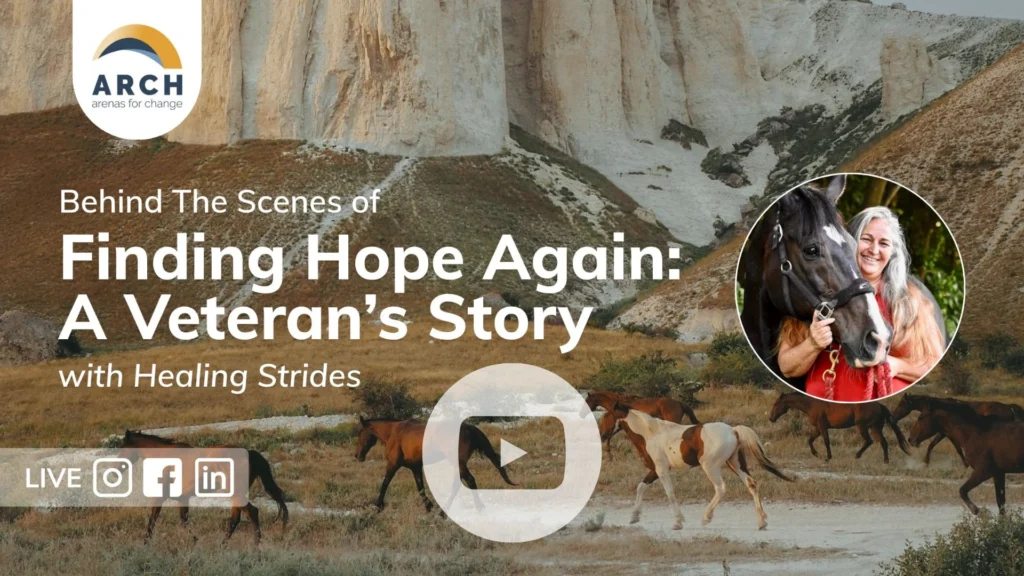 Equine assisted psychotherapy therapy session with veteran with PTSD and suicidal - discussion video image with Healing Strides